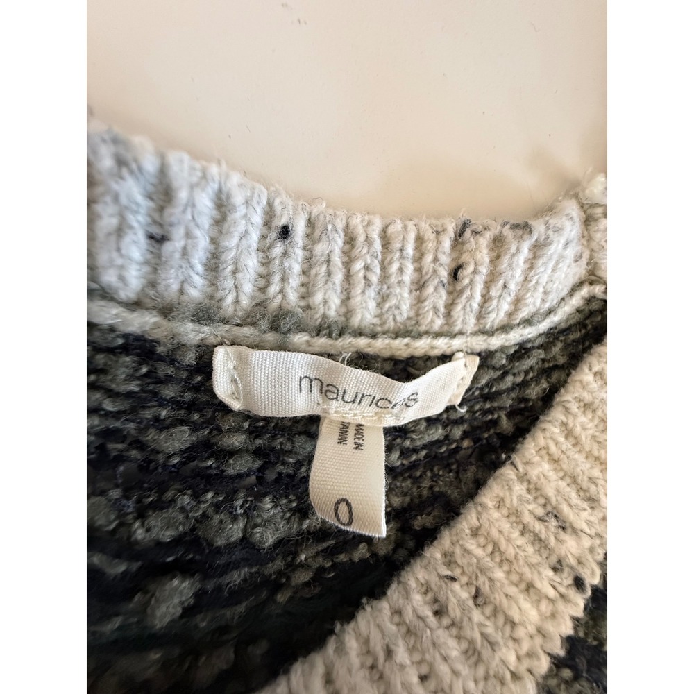 Maurices Women Cream Speckled Fair Isle Sweater Dress Green Grey Size 0 - Picture 5 of 10